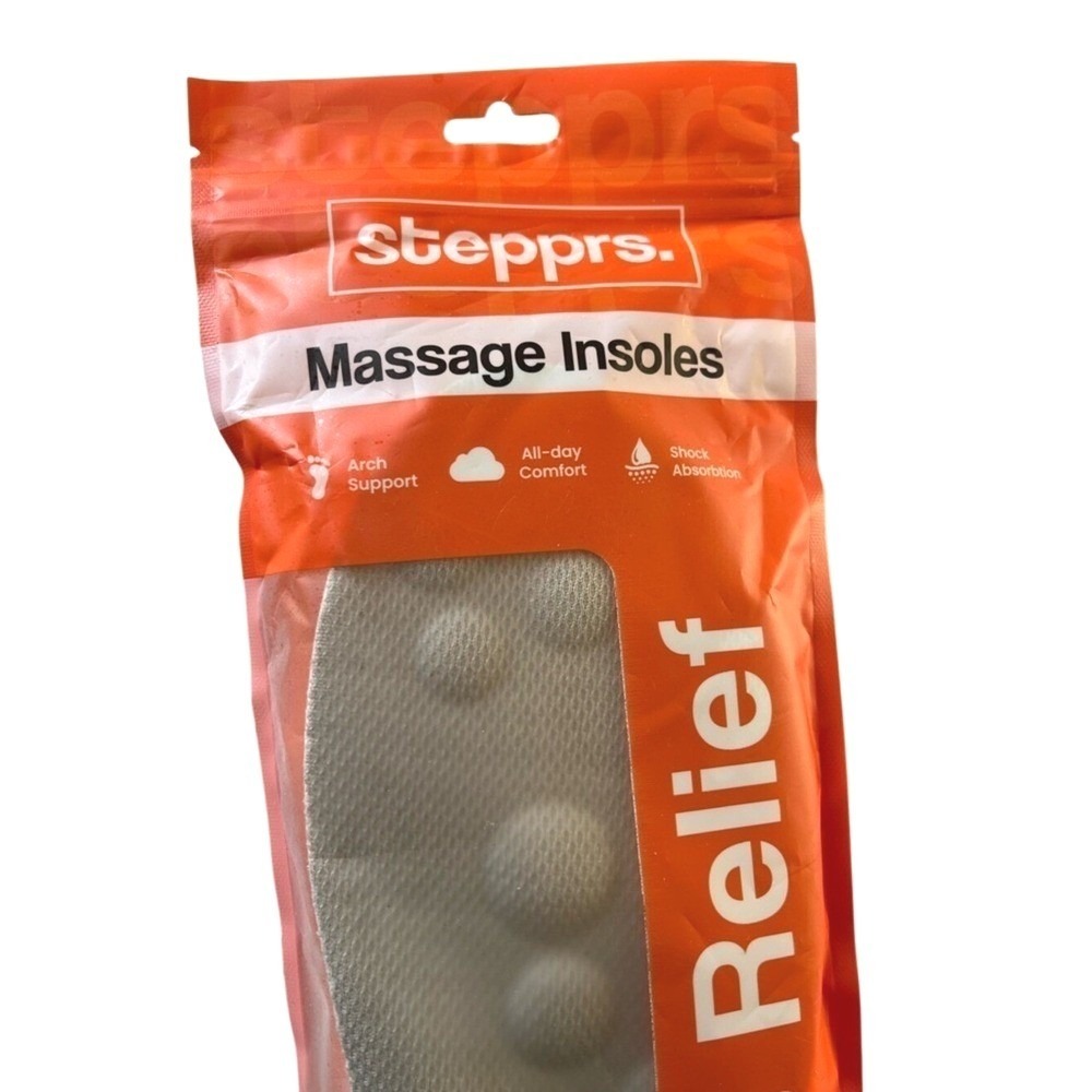 Stepprs Insoles Memory Foam Massage Shoe Inserts Womens 11 Mens 10 Gray NWT